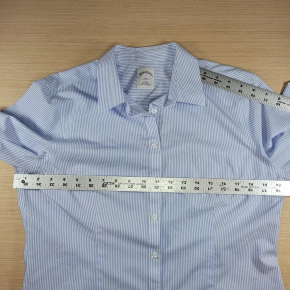 Brooks Brothers 1818 Womens Fitted Blue Striped Shirt 12 Preppy Nautical - Picture 5 of 8